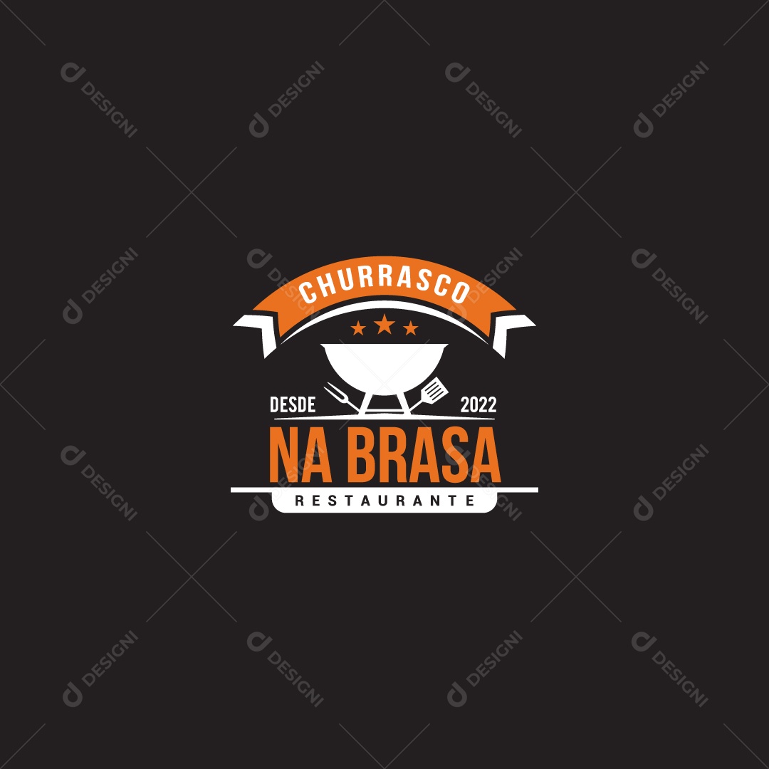 Logo Restaurante Churrasco na Brasa AI Editável