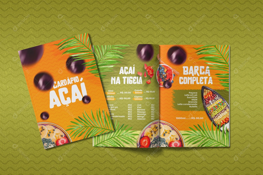 Modelo de Cardápio de Açaiteria PSD Editável