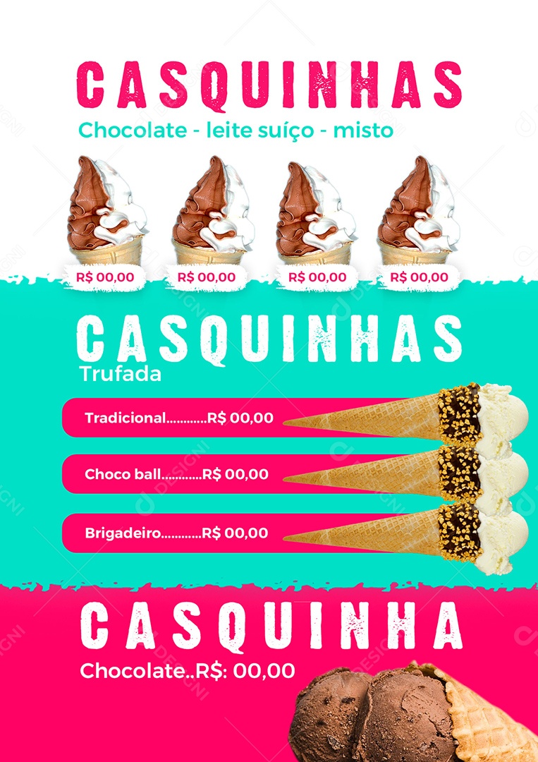 Modelo de Cardápio de Sorveteira PSD Editável