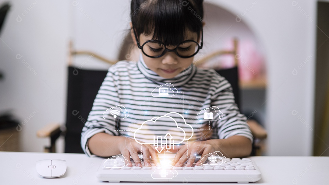 Ícone de rede de computação em nuvem e informações de dados de conexão de ícone