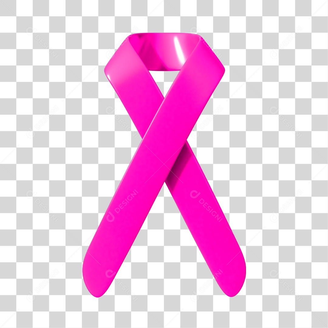 Fita 3D de Outubro Rosa Elemento para Composição PNG Transparente