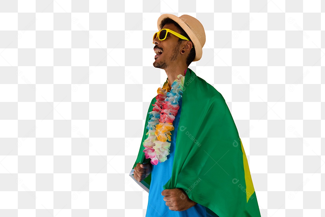 Bonito jovem negro com óculos vestido para o Brasil Carnaval