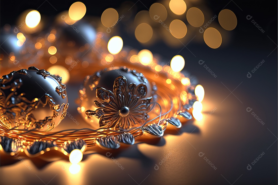 Guirlanda de luz de Natal na janela e decoração em fundo colorido com foco seletivo e fundo desfocado.