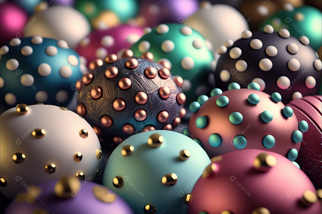 Close-up of ornaments on Christmas tree with garlands on colorful background with selective focus and blurred background.
