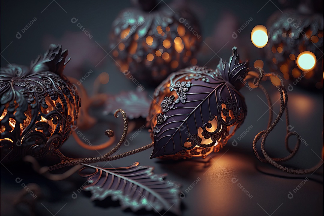 Guirlanda de luz de Natal na janela e decoração em fundo colorido com foco seletivo e fundo desfocado.