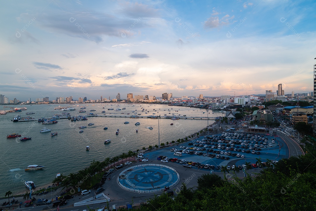 Praia de Pattaya do ponto de vista em Pattaya Chonburi Tailândia