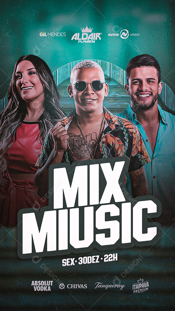 Story Mix Miusic Gil Mendes Aldair Playboy Avine Vinny Flyer Social Media PSD Editável