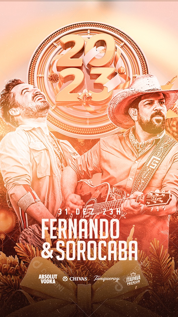 Story Festa de Reveillon Fernando e Sorocaba Flyer Ano Novo Social Media PSD Editável
