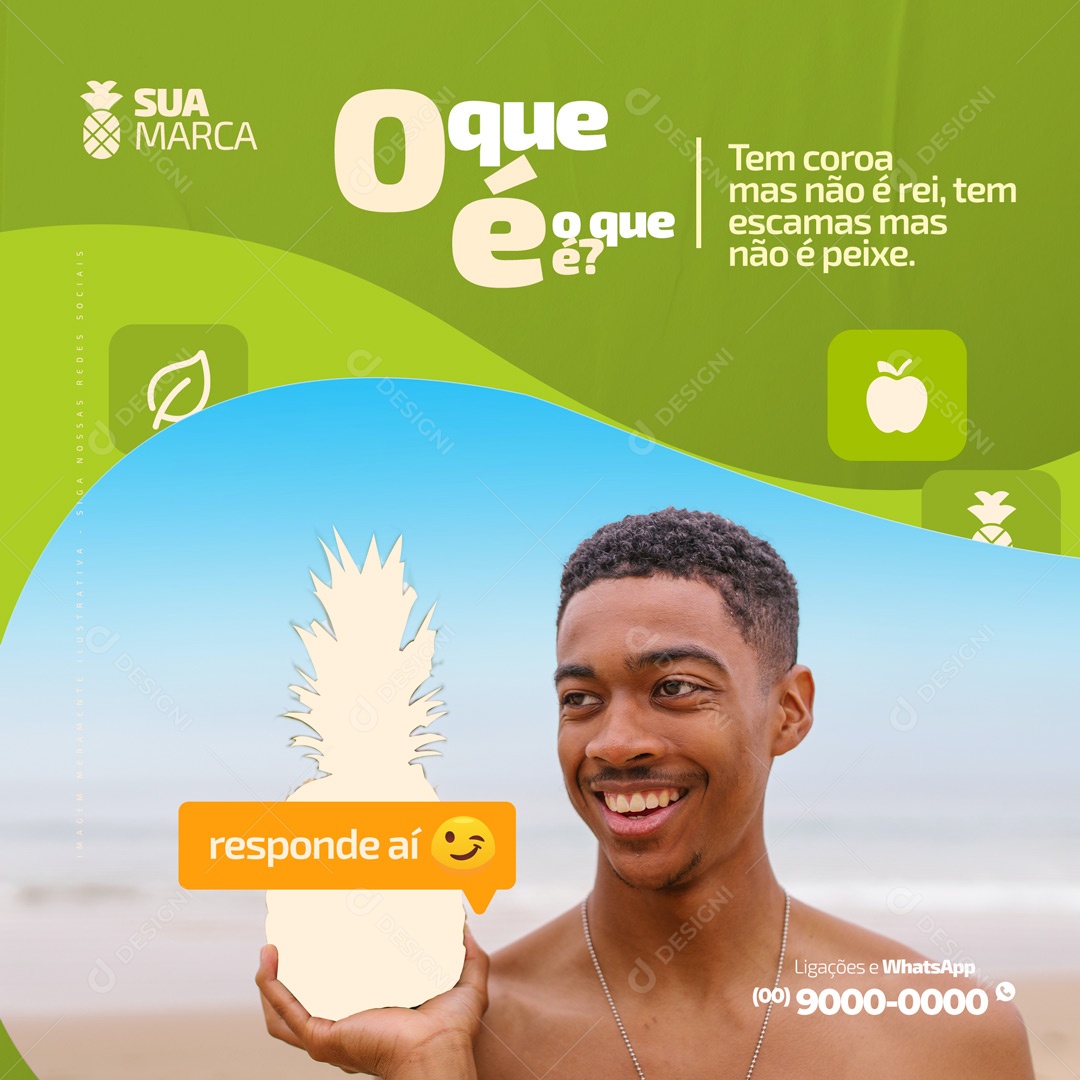 O que é o que é? Hortifruti Social Media PSD Editável