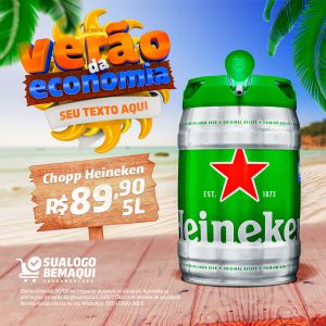 Post Oferta de Verão Chopp Heineken Social Media PSD Editável