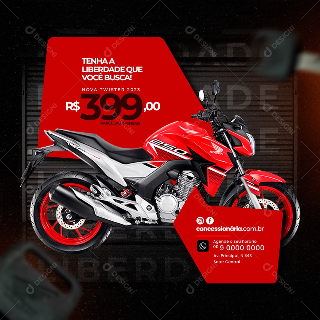 Tenha a Liberdade que Você Busca Concessionária Social Media PSD Editável