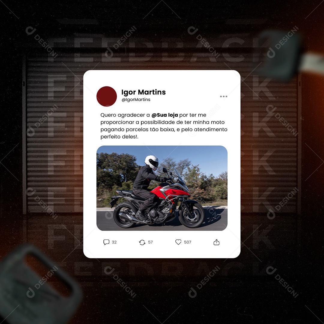 Quero Agradecer a Sua Concessionária Social Media PSD Editável