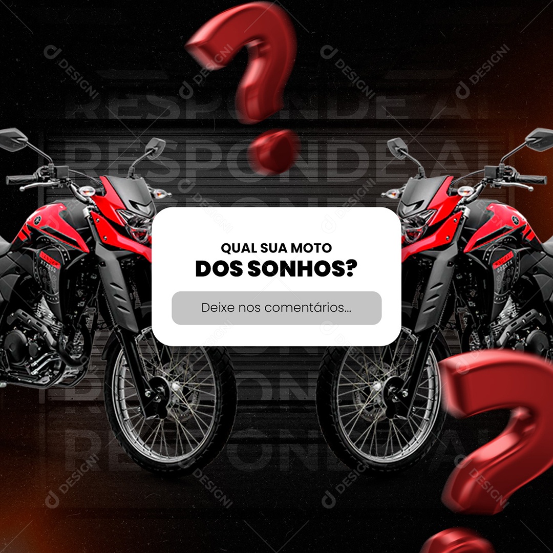 Qual sua Moto dos Sonhos Concessionária Social Media PSD Editável