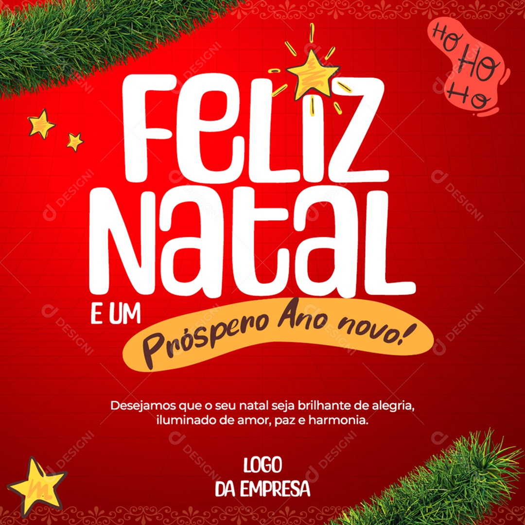 Feliz Natal e um Próspero Ano Novo Desejamos Que o Seu Natal Seja Brilhante de Alegria Iluminado de Amor Paz e Harmonia Social Media PSD Editável