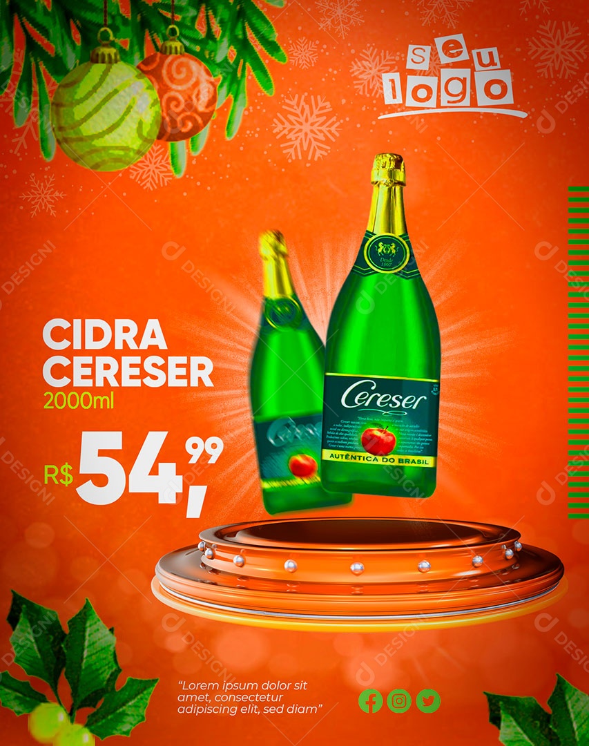 Post Drinks Cider Cereser Social media Editable PSD