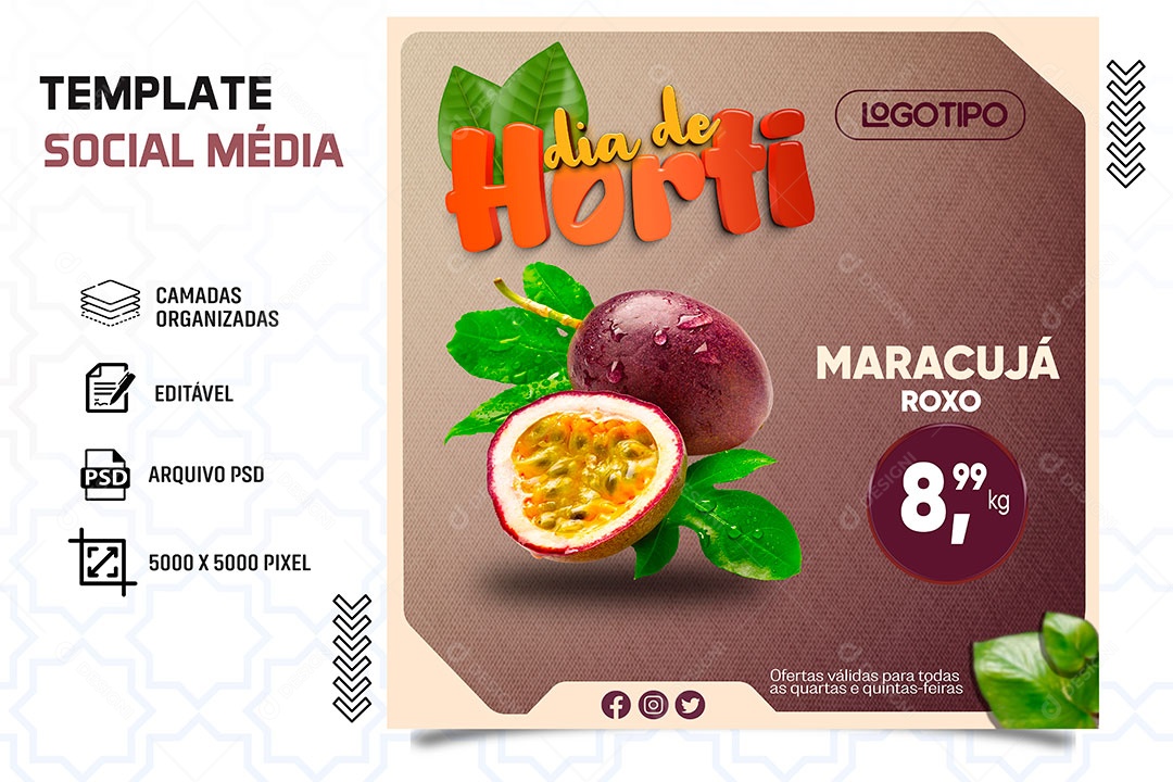 Post Hortifrúti Maracujá Roxo A Granel Social Media PSD Editável