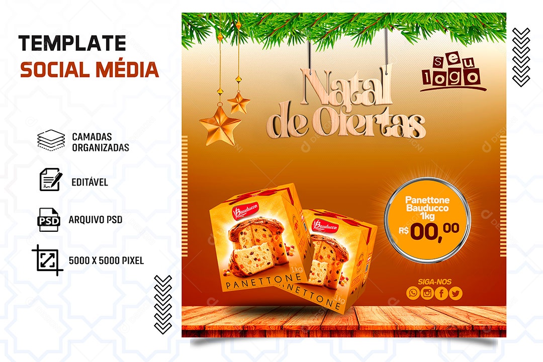 Post Panetone Social Media PSD Editável