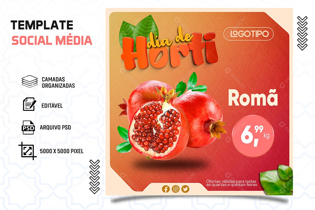 Post Hortifrúti Romã A Granel Social Media PSD Editável