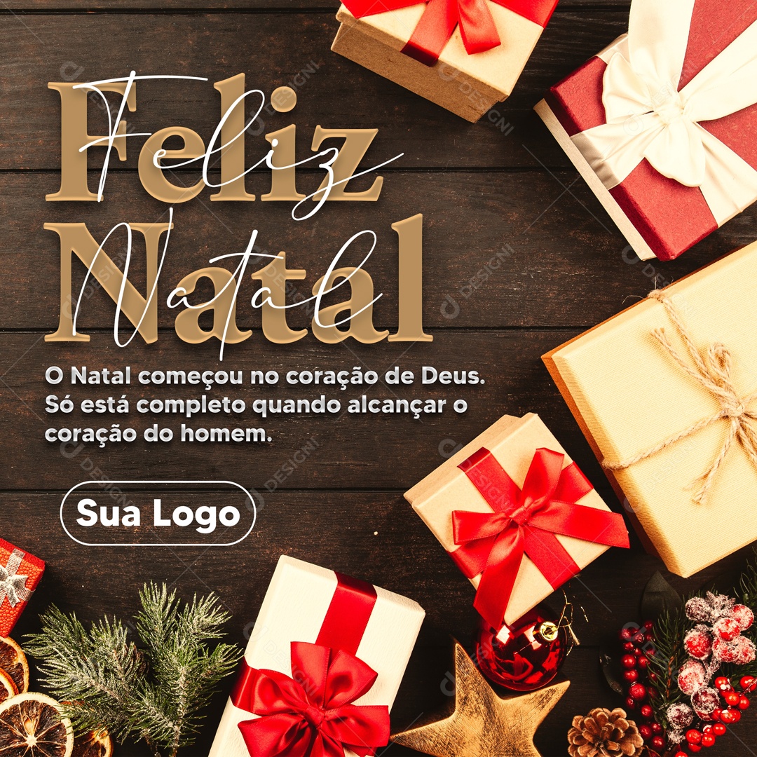 Feliz Natal O Natal Começou no Coração de Deus Só Está Completo Quando Alcançar o Coração do Homem Social Media PSD Editável
