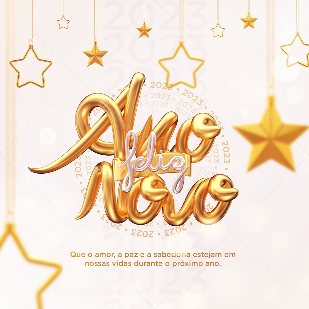 Que o Amor a Paz e a Sabedoria Estejam Ano Novo Social Media PSD Editável