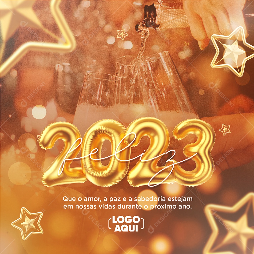 Que o Amor a Paz e a Sabedoria Estejam Feliz 2023 Ano Novo Social Media PSD Editável