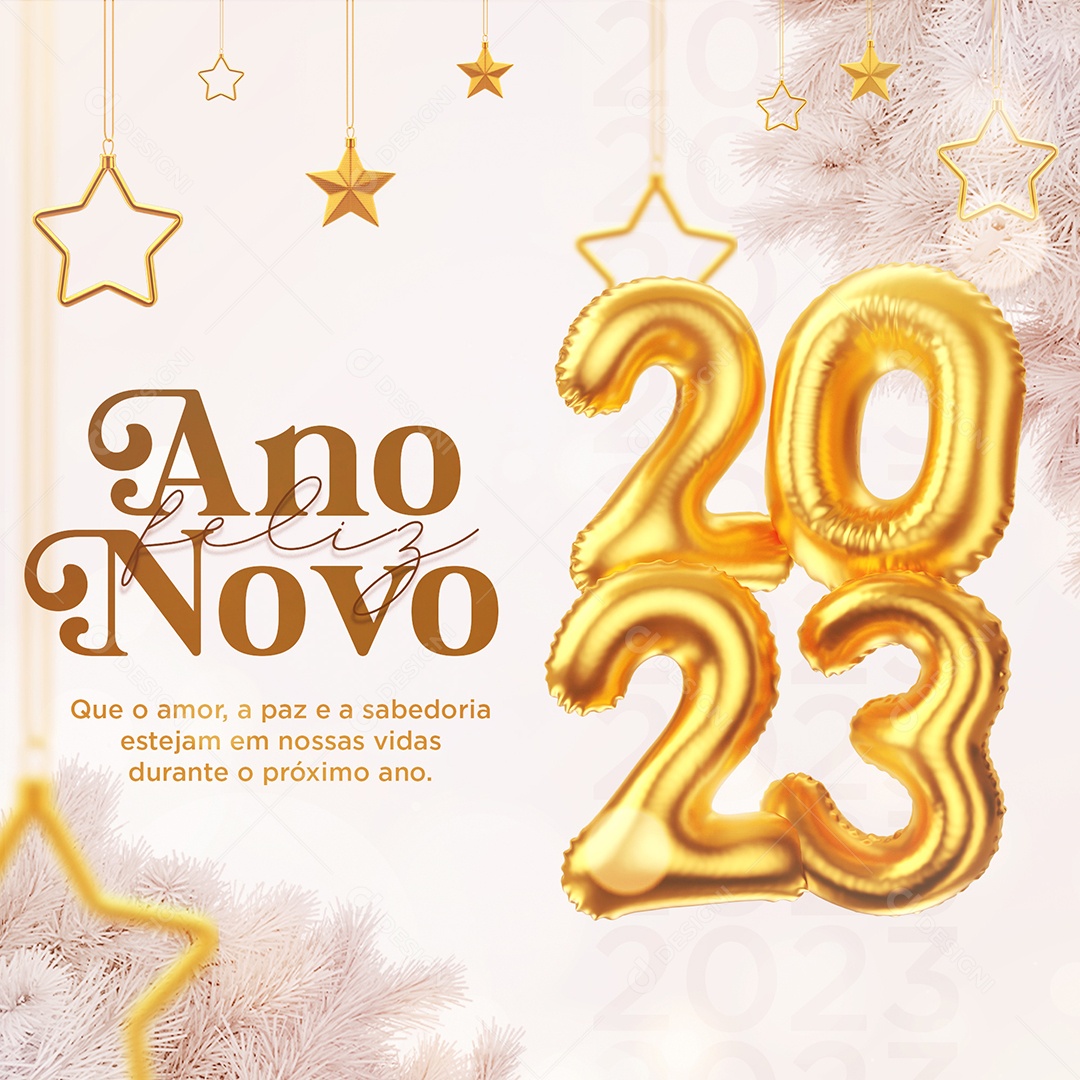 Que o Amor a Paz e a Sabedoria Estejam Feliz Ano Novo Social Media PSD Editável