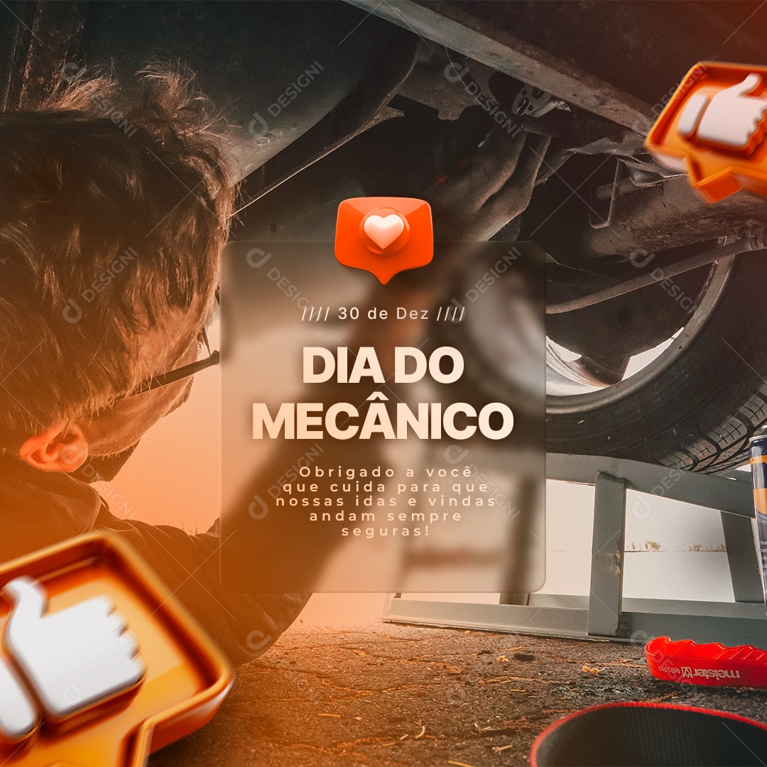 Obrigado a Você que Cuida Dia do Mecânico Social Media PSD Editável