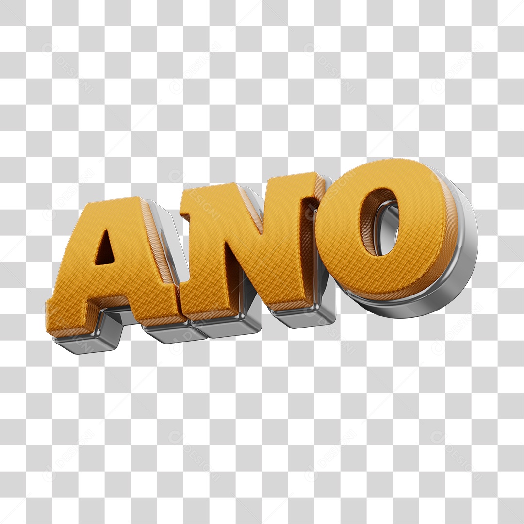 Ano Texto 3D para Composição PNG Transparente
