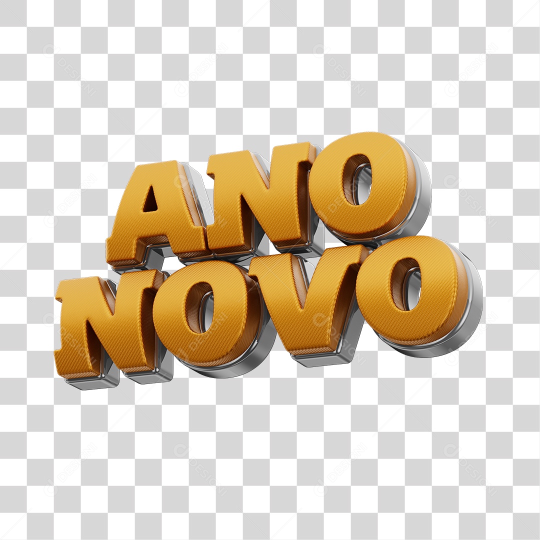 Ano Novo Texto 3D para Composição PNG Transparente