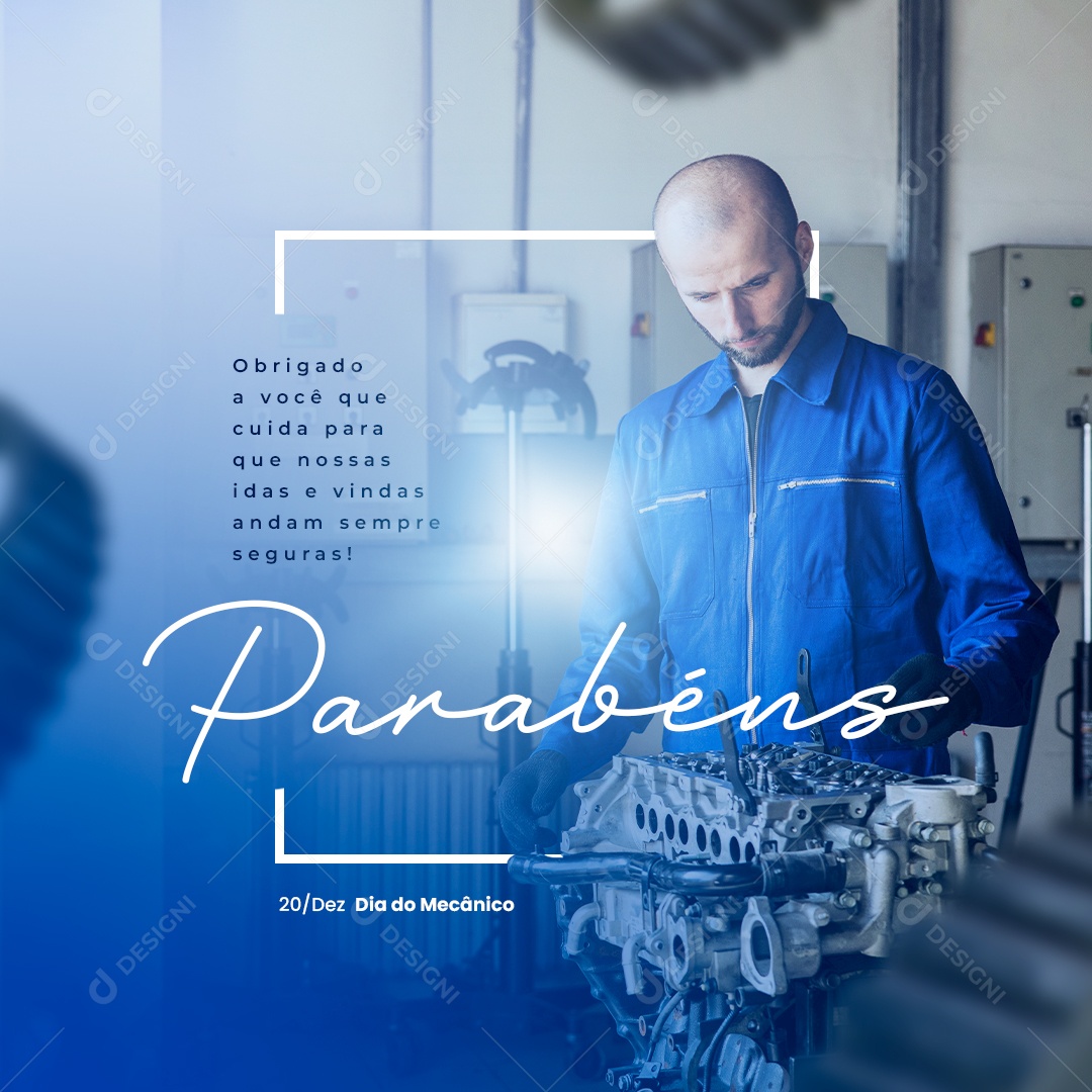 Obrigado a Você que Cuida Dia do Mecânico Social Media PSD Editável