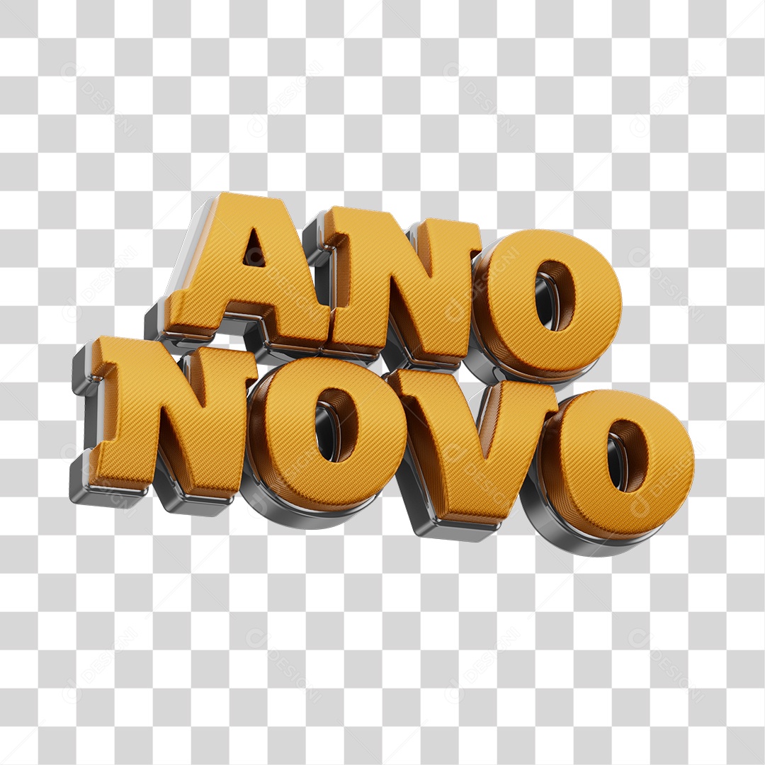 Ano Novo Texto 3D para Composição PNG Transparente