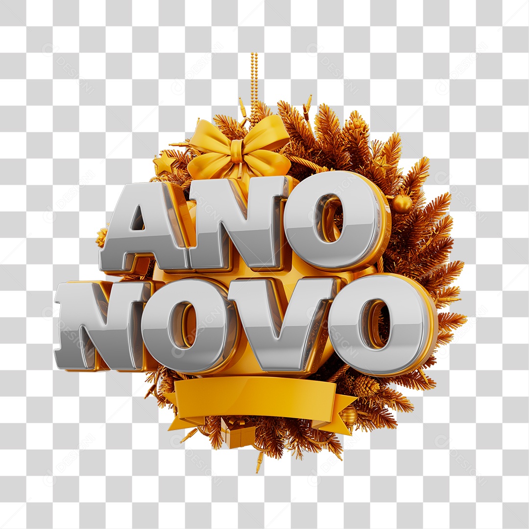 Ano Novo Selo 3D para Composição PNG Transparente