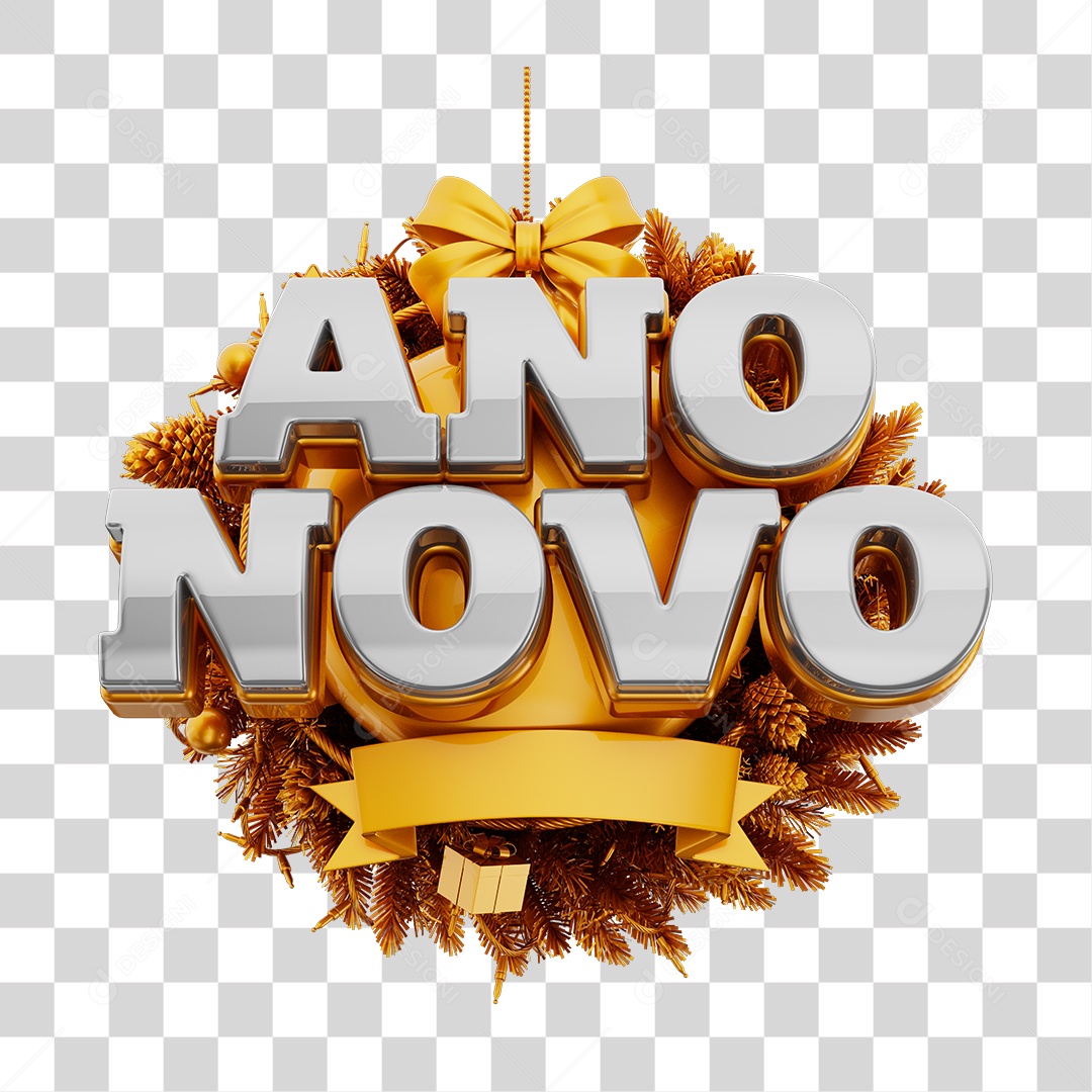 New Year Stamp 3D Composition Transparent PNG