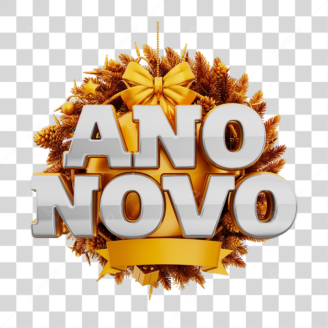 Ano Novo Selo 3D para Composição PNG Transparente