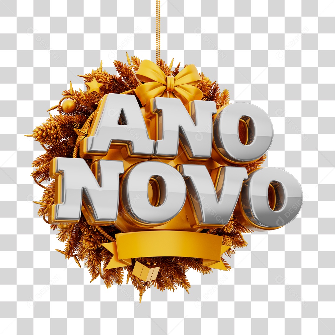 Ano Novo Selo 3D para Composição PNG Transparente