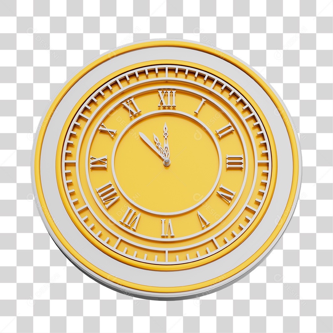 Relógio Dourado e Prata Elemento 3D de Ano Novo PNG Transparente