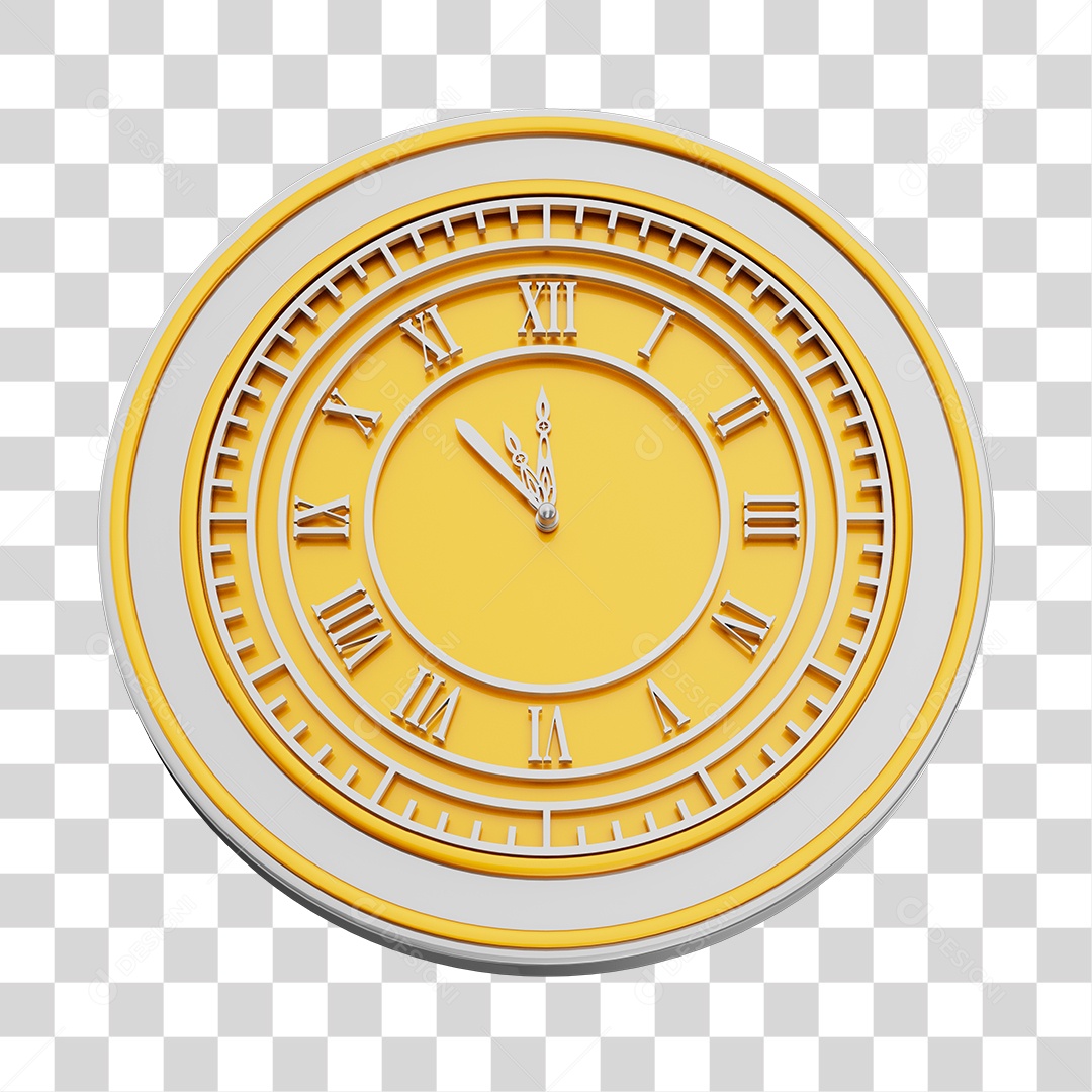 Relógio Dourado e Prata Elemento 3D de Ano Novo PNG Transparente