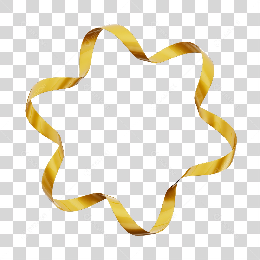 Estrela Decorativa Dourada Elemento 3D de Ano Novo Para Composição PNG Transparente