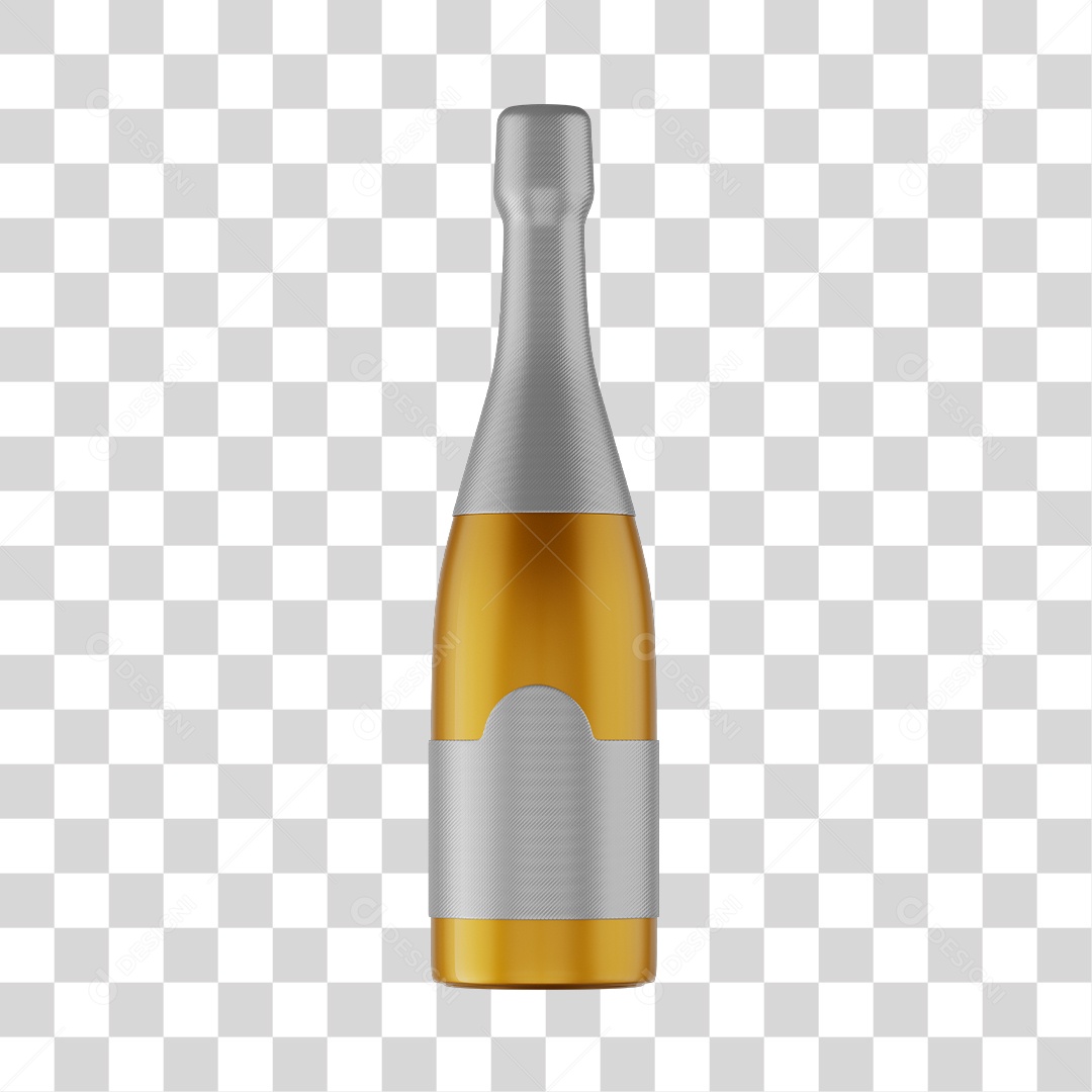 Champagne Elemento 3D de Ano Novo Para Composição PNG Transparente
