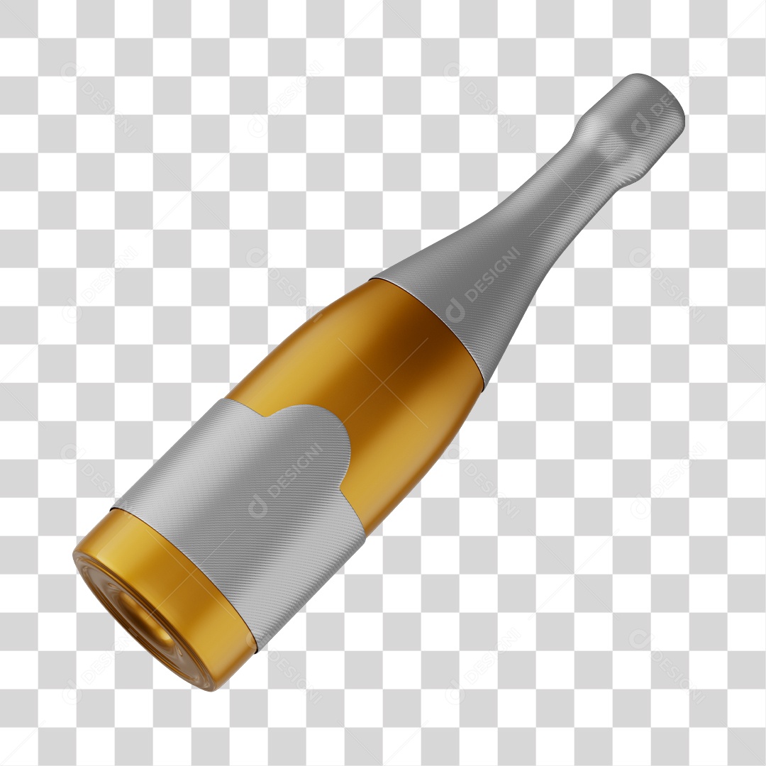 Champagne Elemento 3D de Ano Novo Para Composição PNG Transparente