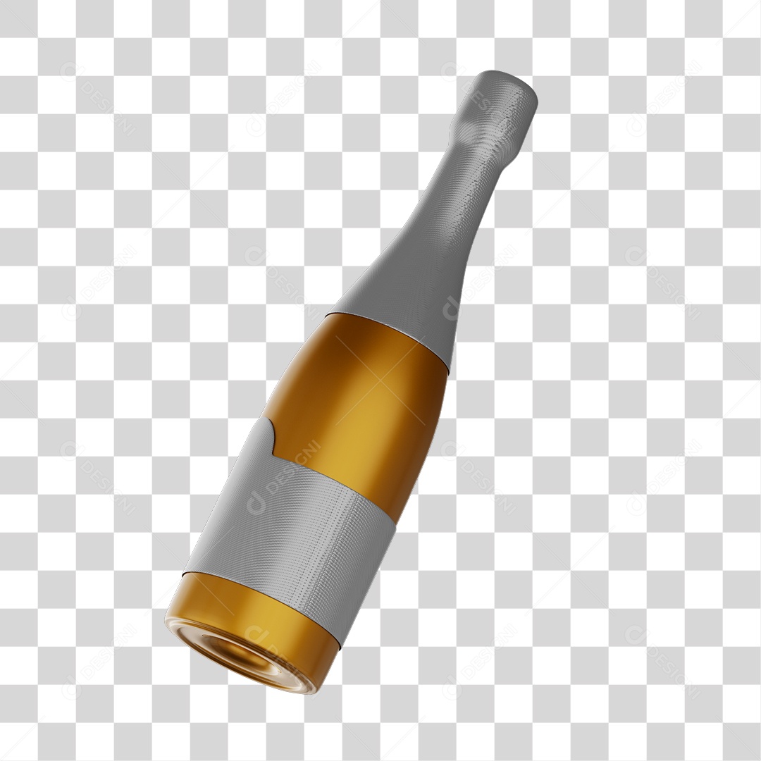 Champagne Elemento 3D de Ano Novo Para Composição PNG Transparente