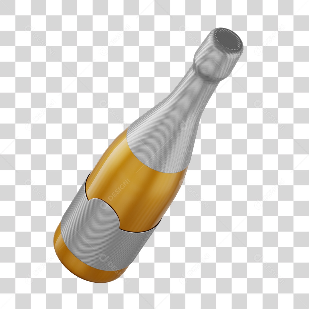 Champagne Elemento 3D de Ano Novo Para Composição PNG Transparente