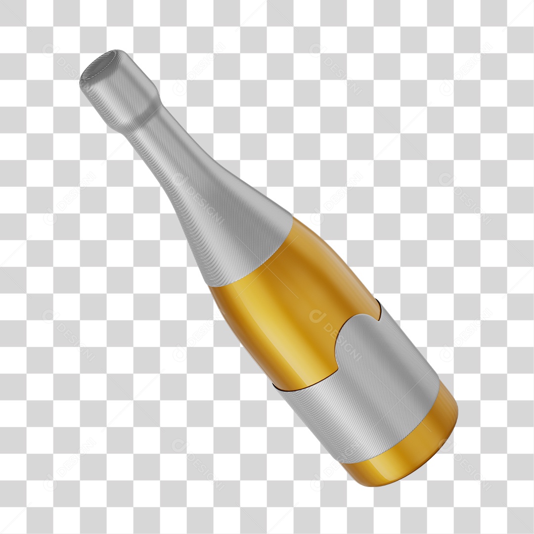 Champagne Elemento 3D de Ano Novo Para Composição PNG Transparente