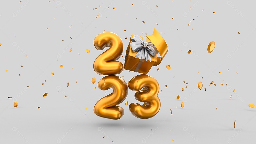 Feliz Ano Novo 2023 sobre fundo isolado branco