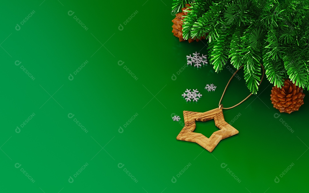 Estrela de arvore de Natal sobre fundo isolado verde