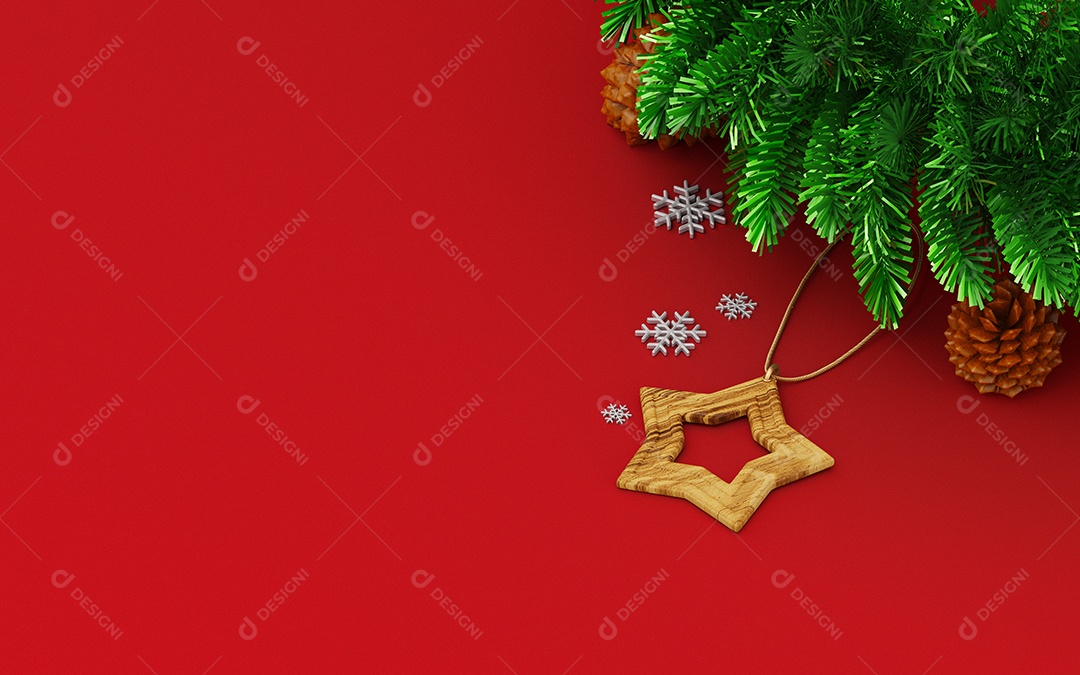 Estrela de arvore de Natal sobre fundo isolado vermelho