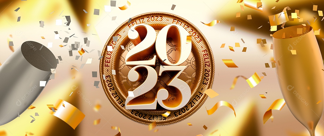 Selo 3D Para Composição 2023 PSD