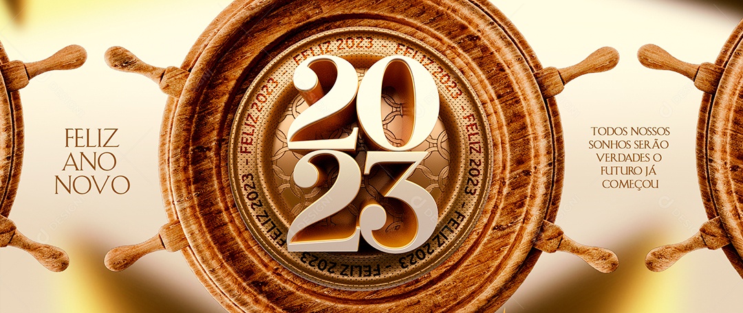 Banner Feliz Ano Novo Todos os Nossos Sonhos Serão Verdades o Futuro Já Começou Social Media PSD Editável