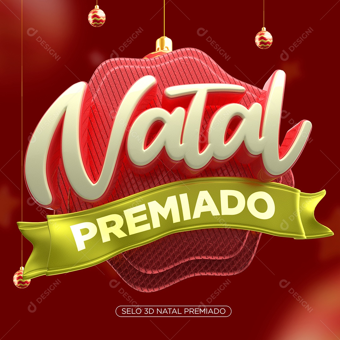 Selo 3D Para Composição Natal Premiado PSD