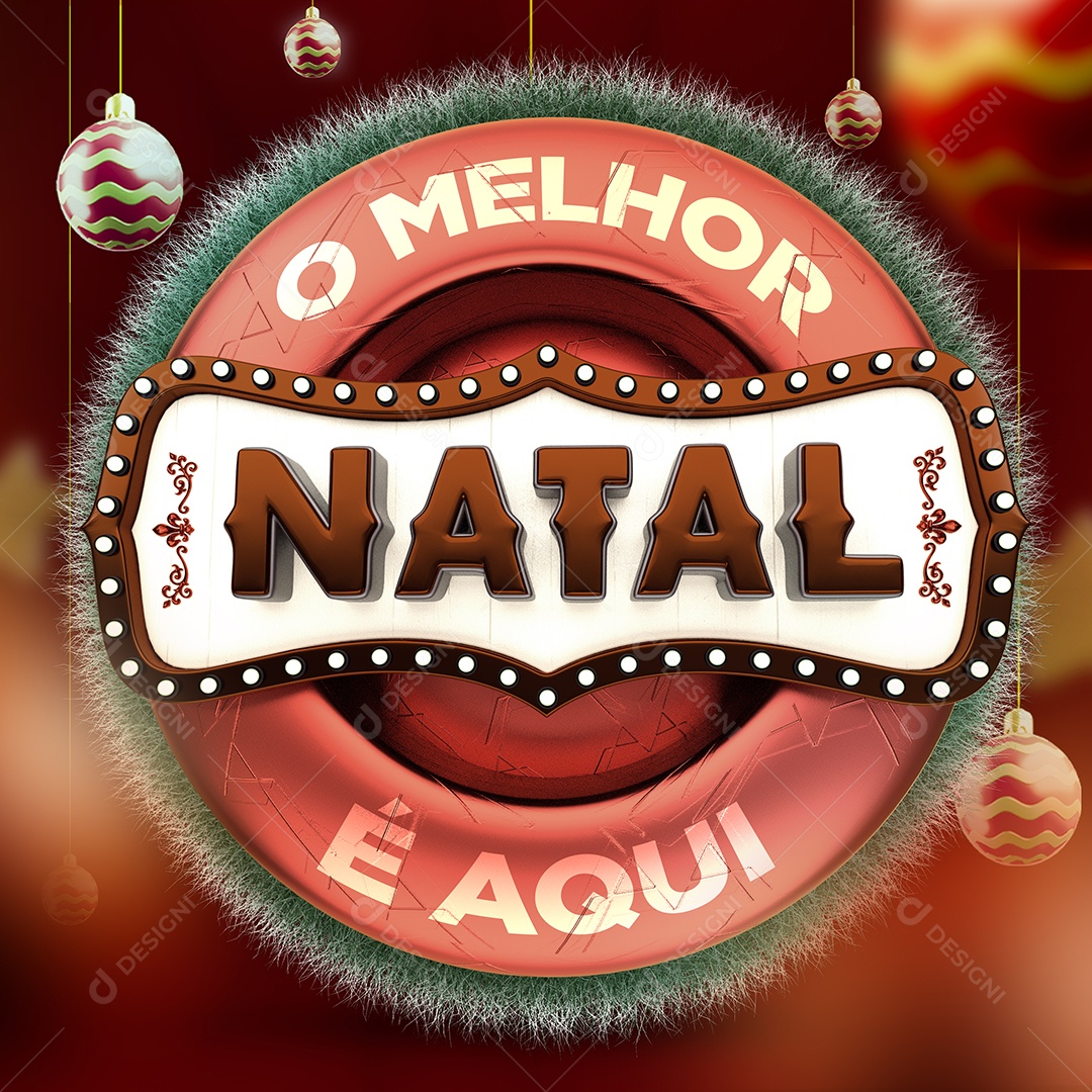 Selo 3D Para Composição o Melhor Natal é Aqui PSD